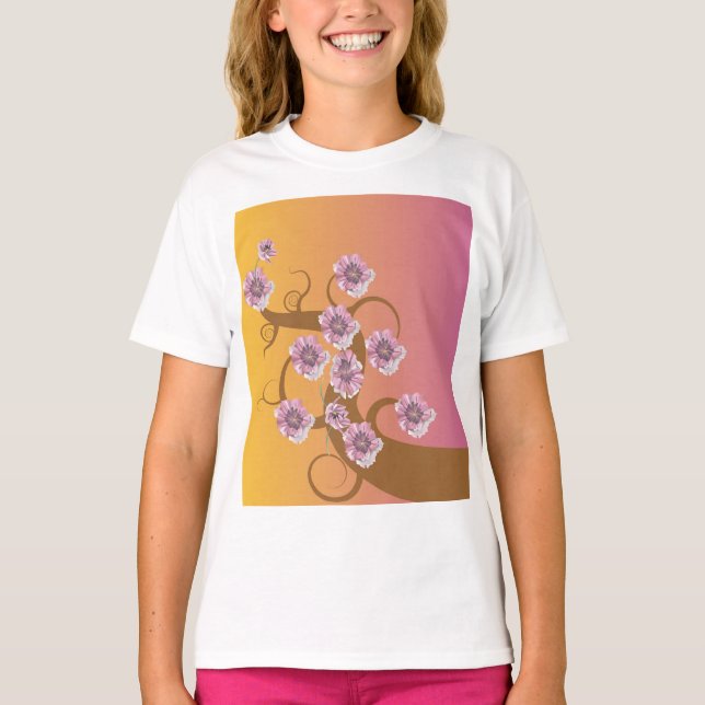 Spiral Tree With Flower T-Shirt (Framsida)