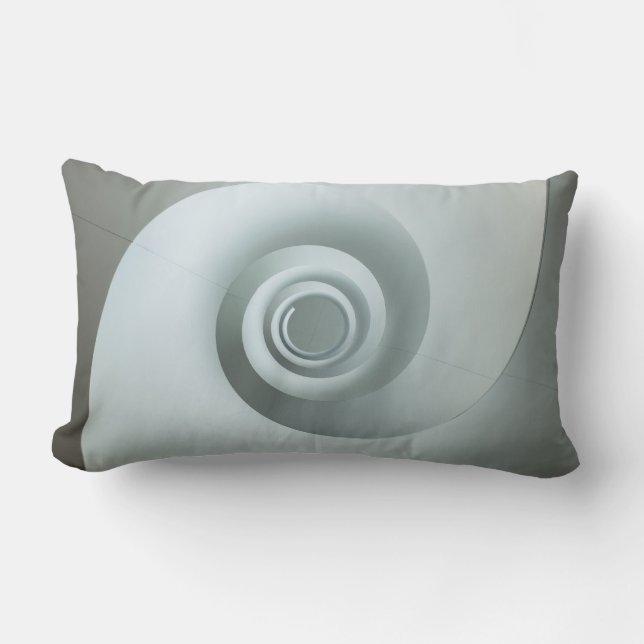 Spiral, vit illustration och grått lumbarkudde (Framsida)
