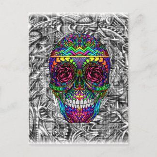 Spiral Zen Candy Skull Abstrakt Art Dead Head Vykort