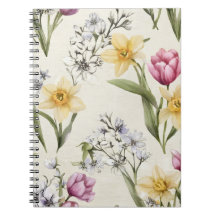 Spiralbundet blommigt anteckningsblock | Vintage b