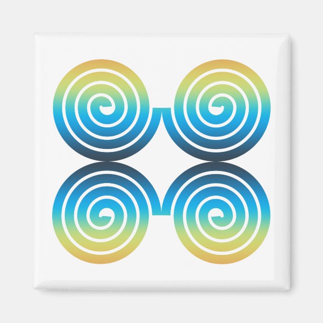 SPIRALER BLÅ GRÖN MÖNSTER MAGNET (Framsidan)