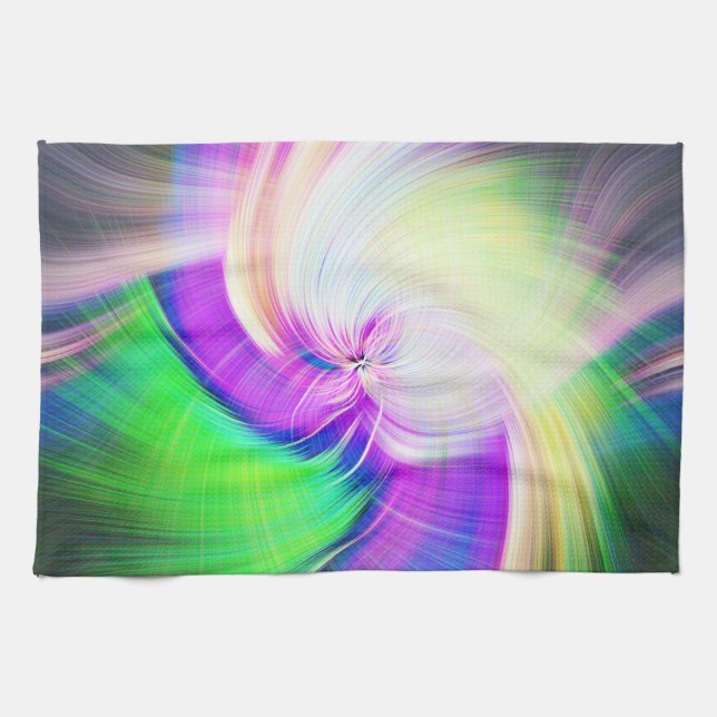 SPIRALFLUO - Psykedelisk färgmodern Fractal - Kökshandduk (Horisontell)