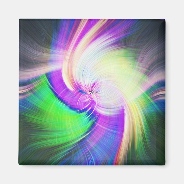 SPIRALFLUO - Psykedelisk färgmodern Fractal - Magnet (Framsidan)