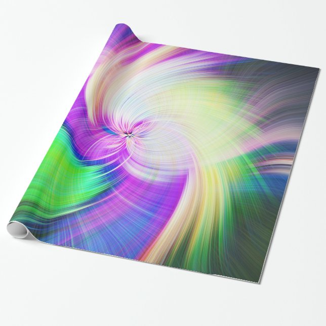 SPIRALFLUO - Psykedelisk färgmodern Fractal - Presentpapper (Utrullad)