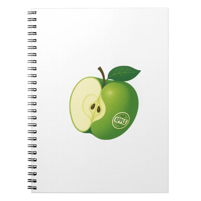 Spiralformad fotohäfte med ett grönt äpple anteckningsbok (Framsidan)