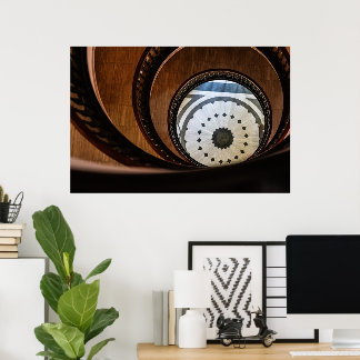 Spiralformad Trätrappa Abstrakt Affisch