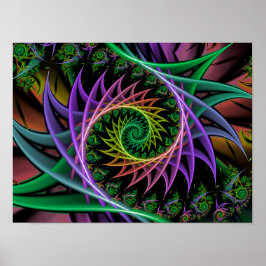 Spiralformad Virvel Abstrakt Blommig Fraktal Konst Poster