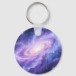 Spiralgalaxnebulosa Lila Kosmisk Virvel Nyckelring