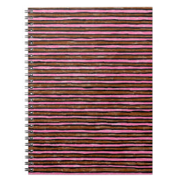 Spiralhäfte, målade ränder rosa & brun anteckningsbok
