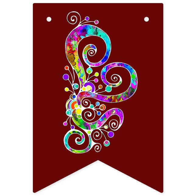 Spiralhjärta Handmålad Design 2 Vimplar (Första flaggan)