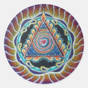 Spiraling Heart Mandala Sticker Runt Klistermärke