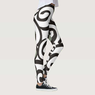 Spiralmönster svart & vitt + din bakgrundsfärg leggings