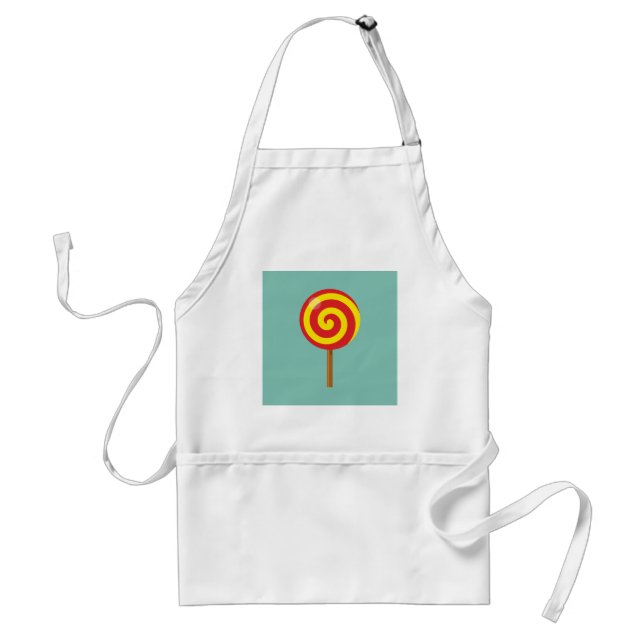 Spiralröd gul godis förkläde (Framsidan)