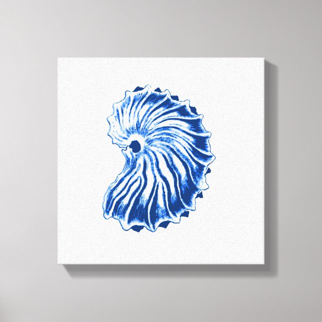 Spiralskal, Indigo Blå och Vit Canvastryck (Framsida)