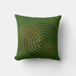 Spiralt Celtic metalliskt symbolguld Kudde