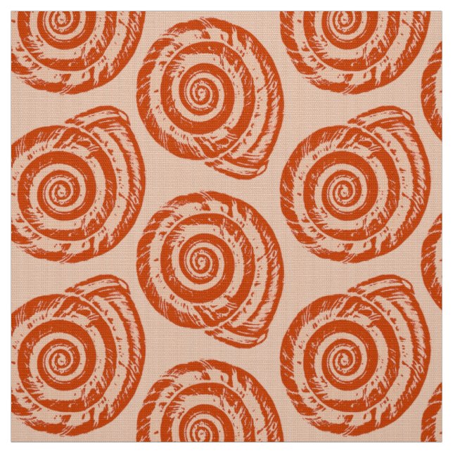 Spiralt snäckskalkvartertryck, korallorange tyg (Provkarta)