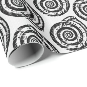 Spiralt snäckskalkvartertryck som är svartvitt presentpapper
