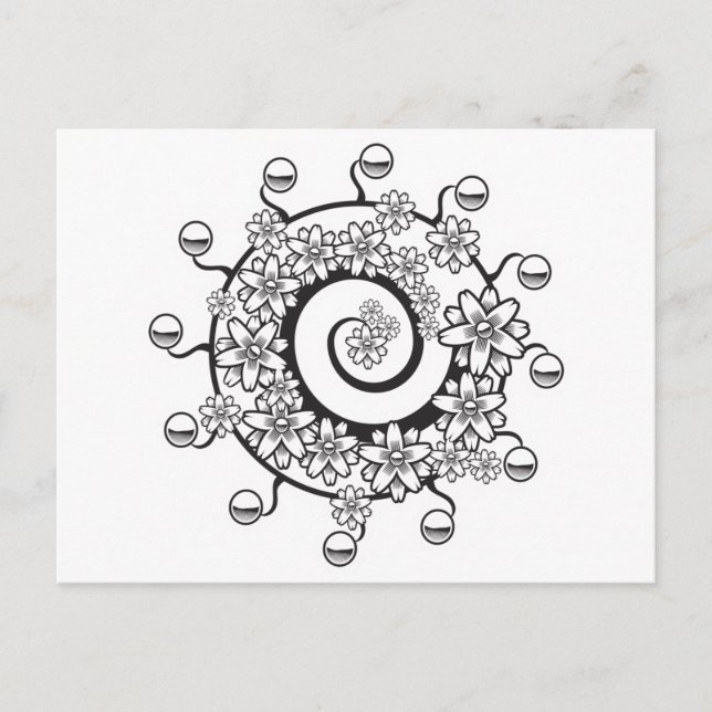spiraltatuering med blomdesign vykort (Framsida)