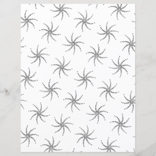 Spiralvirvlar, vita prickar konturerade i svart pa