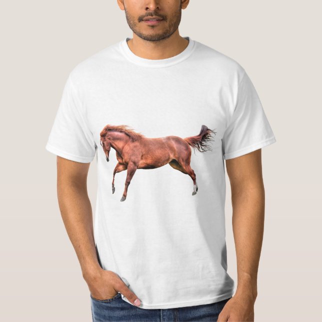 Spirated Red Dun Horse Running Cantering Spela T-shirt (Framsida)