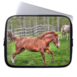 Spirated Red Dun Horse Running på Ranch Laptop Sleeve