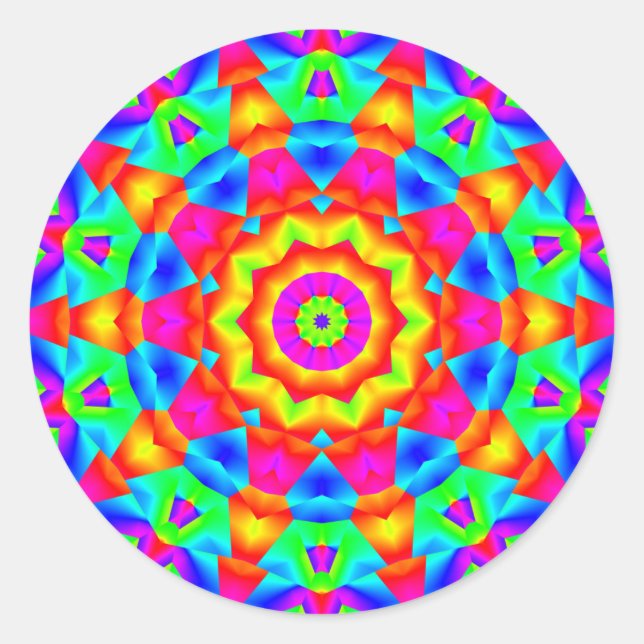 Spirated Star Mandala Runt Klistermärke (Framsida)