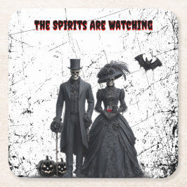 Spirerna tittar på Gothic Halloween fest Underlägg Papper Kvadrat