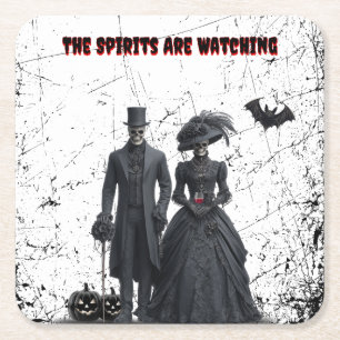 Spirerna tittar på Gothic Halloween fest Underlägg Papper Kvadrat