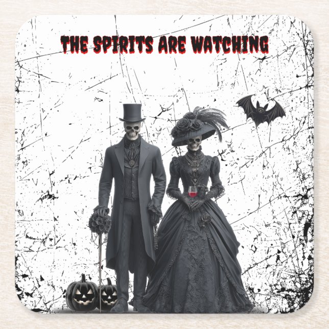 Spirerna tittar på Gothic Halloween fest Underlägg Papper Kvadrat (Framsidan)
