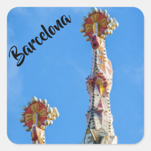 Spires of La Sagrada Familia in Barcelona, Spanien Fyrkantigt Klistermärke