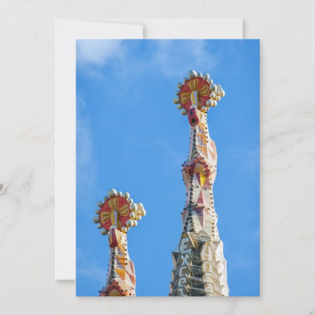 Spires of La Sagrada Familia in Barcelona, Spanien Inbjudningar (Framsida)