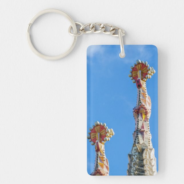 Spires of La Sagrada Familia in Barcelona, Spanien Nyckelring (Framsidan)