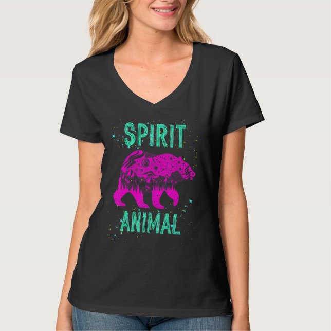 Spirit Animal Bear Lover Comfort Cute Pink Animals T Shirt (Framsida)