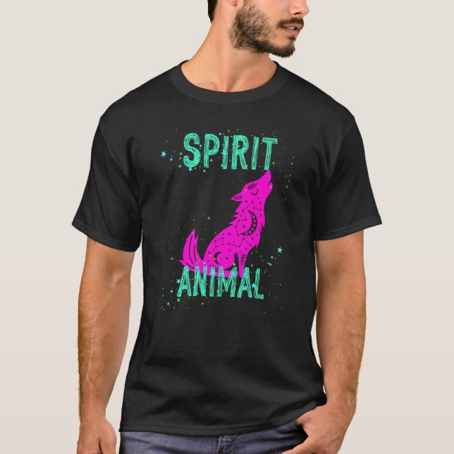 Spirit Animal Celestial Wolf Animals Comfort Cute  T Shirt (Framsida)