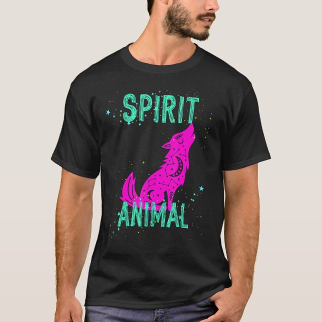 Spirit Animal Celestial Wolf Animals Comfort Cute  T Shirt (Framsida)