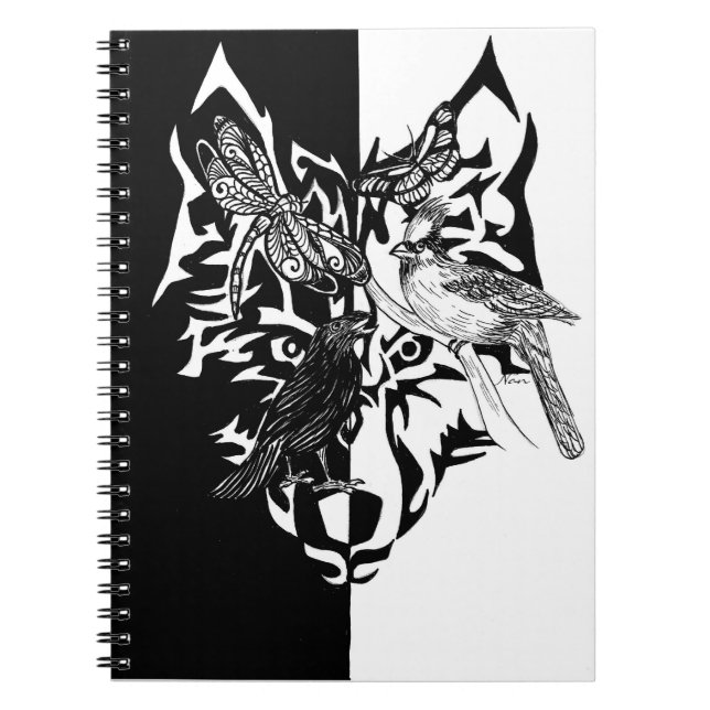 Spirit Animals in Black and White Anteckningsbok (Framsidan)