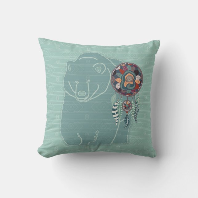 Spirit Bear Two-Sided Native American Tribal Kudde (Framsida)