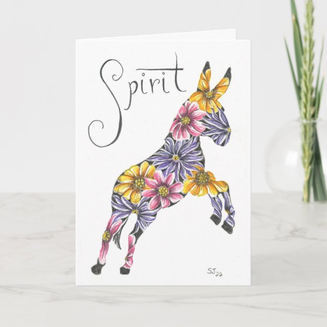 Spirit Blommigt Jumping Mule av Sherry Jarvis Tack Kort (Framsida)