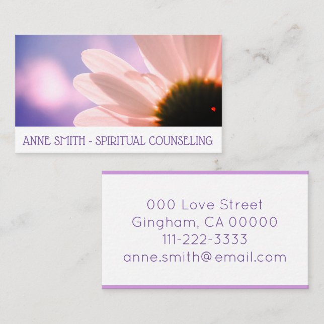 Spirit BLumen Himmel Gänseblümchen Berater Visitkort (Fram/baksida)