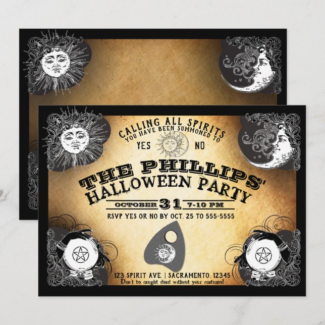 Spirit Board Halloween Spirits Haunting Party Inbjudningar (Fram/baksida)