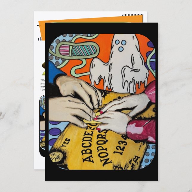 ‘Spirit Board Whispers’ Painting on a Small-Scale  Inbjudningar (Fram/baksida)