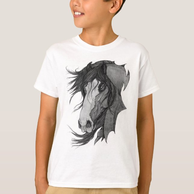 "Spirit" Clydesdale Stallion Horse Art Tee (Framsida)