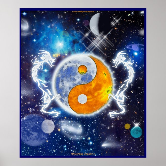 Spirit Dragons Yin-Yang Deep Space Fantasy Art Poster (Framsidan)