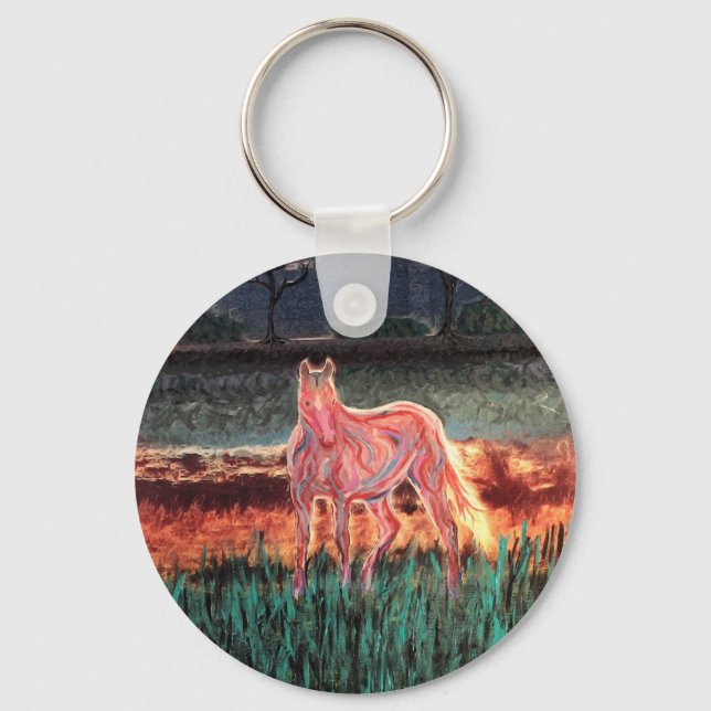 Spirit Dream Horse, målat Nyckelring (Framsida)