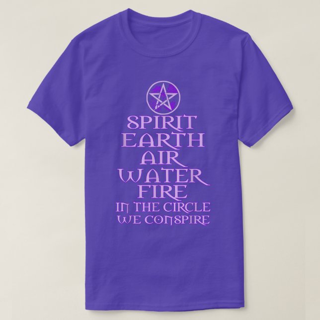 Spirit Earth Luft Fire WiccanWitch Vatten T Shirt (Design framsida)
