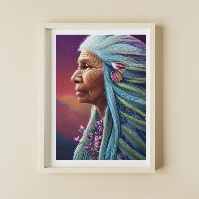 Spirit Elder Native American Fantasy Digital Art Poster (Skapare uppladdad)