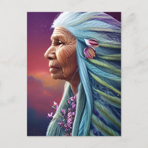 Spirit Elder Native American Fantasy Digital Art Vykort