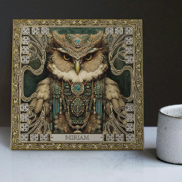 Spirit Guardian Uggla: Personlig Tribal Jeweleled Kakelplatta