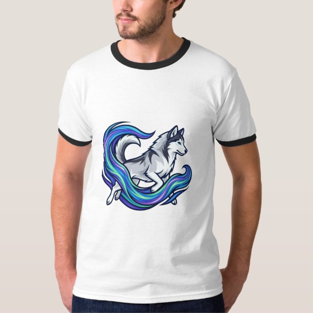 Spirit Husky Elektrisk Blå Aura Grafik T Shirt (Framsida)