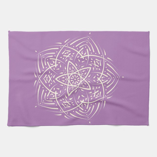 Spirit Mandala Elfenbein Lavendel Kökshandduk (Horisontell)